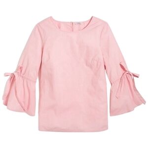 J. Crew Pink Cotton Bowsleeve Top - Size Small